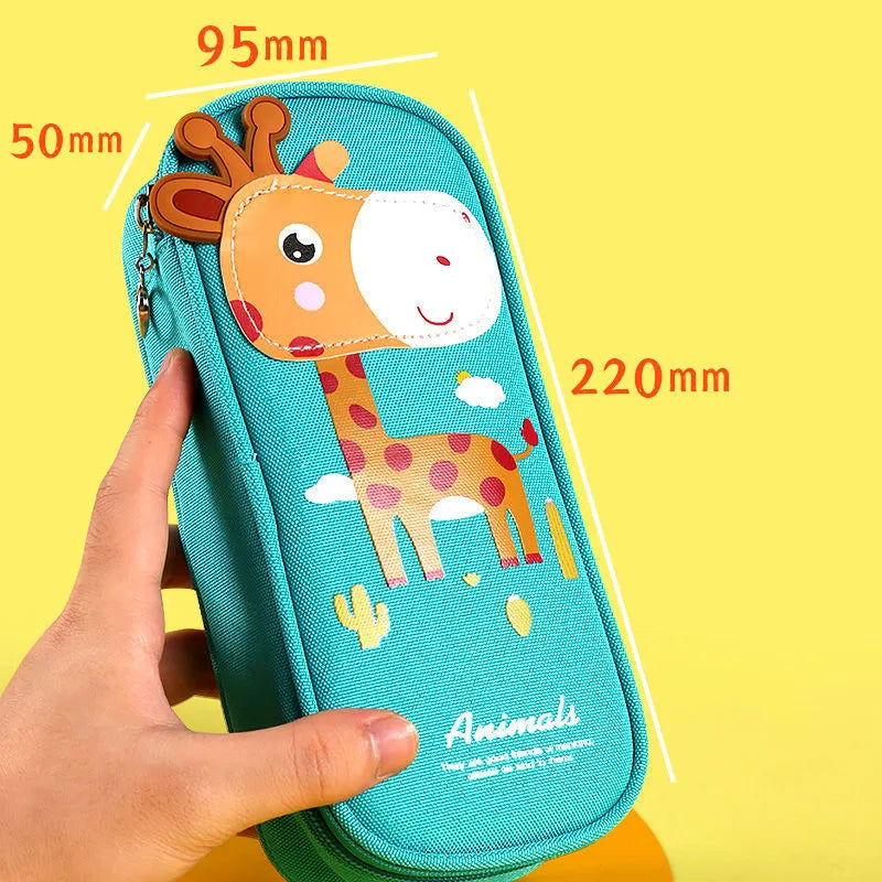 Rocket Canvas Pencil Case Cute Pencil Bag Creative Large Capacity Pen Case Children Pen Bag Gifts Cartoon Animal School Supplies