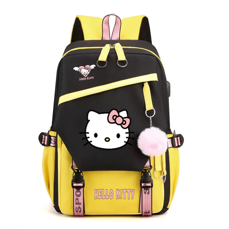 Cute Hello Kitty School Backpack for Elementary Middle High School Students Bag Can Store 14 Inch Laptop Water Cup Girl