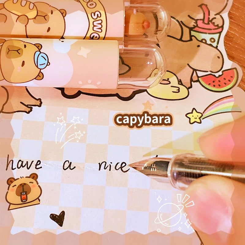 Aesthetic Stationery Back to School Useful Acsesorie Offices Accessorie Writing Pens Cute Capybara Fountain Pen School Supplies