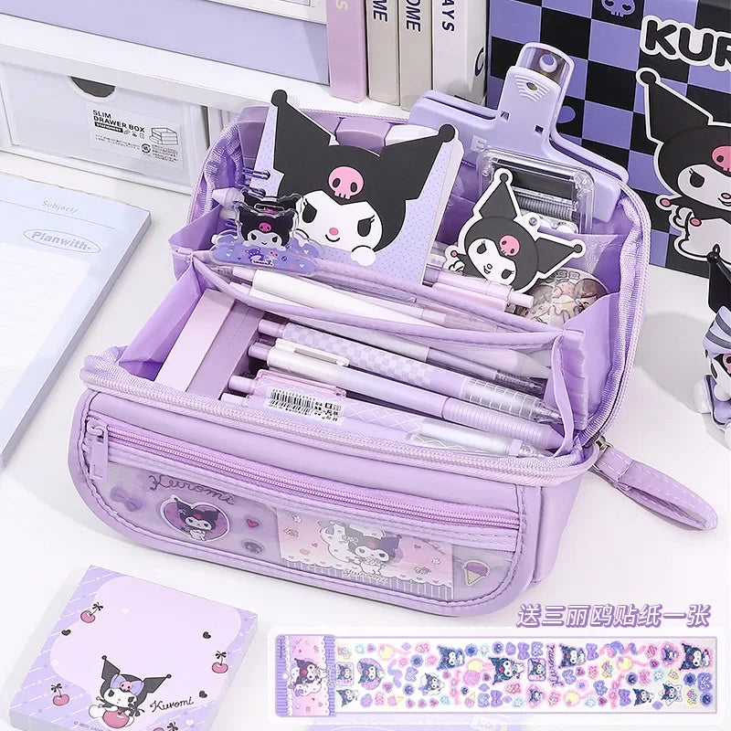 Kuromi Pencil Case for Junior High School and Elementary School Students 9-Layer Large Capacity Cute Cartoon Pencil Case