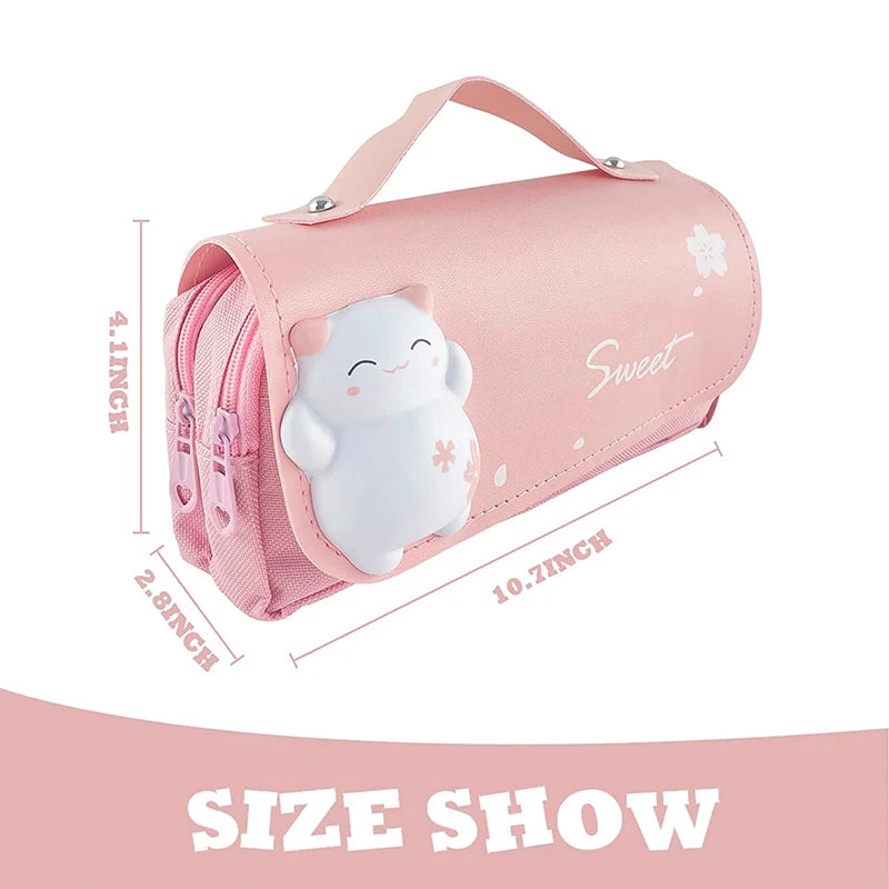 3D Kawaii Pencil Case Girls Decompression Pen Pouch Cute Waterproof School Supplies Aesthetic Organizer Box Korean Stationery