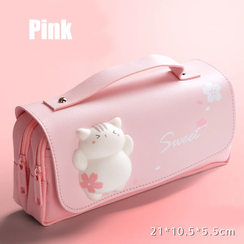3D Kawaii Pencil Case Girls Decompression Pen Pouch Cute Waterproof School Supplies Aesthetic Organizer Box Korean Stationery
