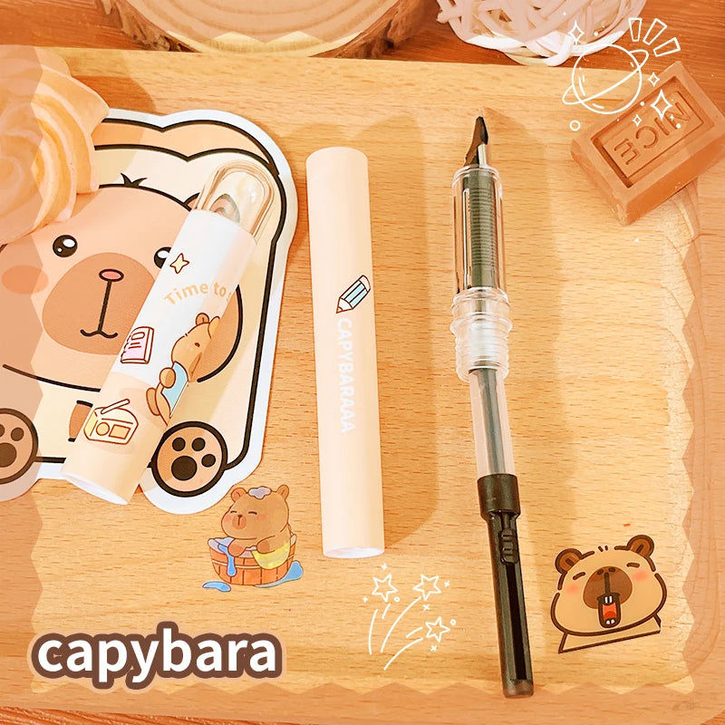 Aesthetic Stationery Back to School Useful Acsesorie Offices Accessorie Writing Pens Cute Capybara Fountain Pen School Supplies