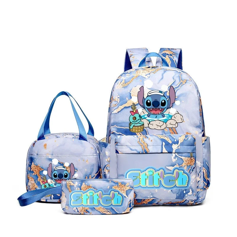 3Pcs Stitch Print Backpack Set, with Tote and Pouch, Large Capacity Lightweight and Breathable Outdoor Knapsack