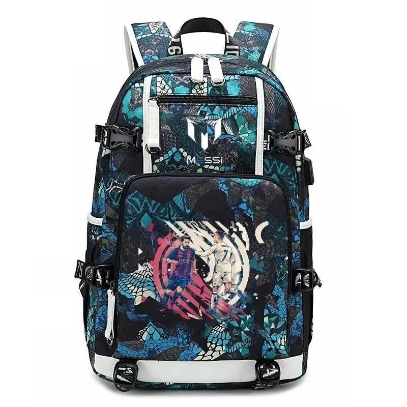 Messi C Ronaldo Football Bag Star around High School Students Male and Female Large Capacity Backpack Can Be Customized