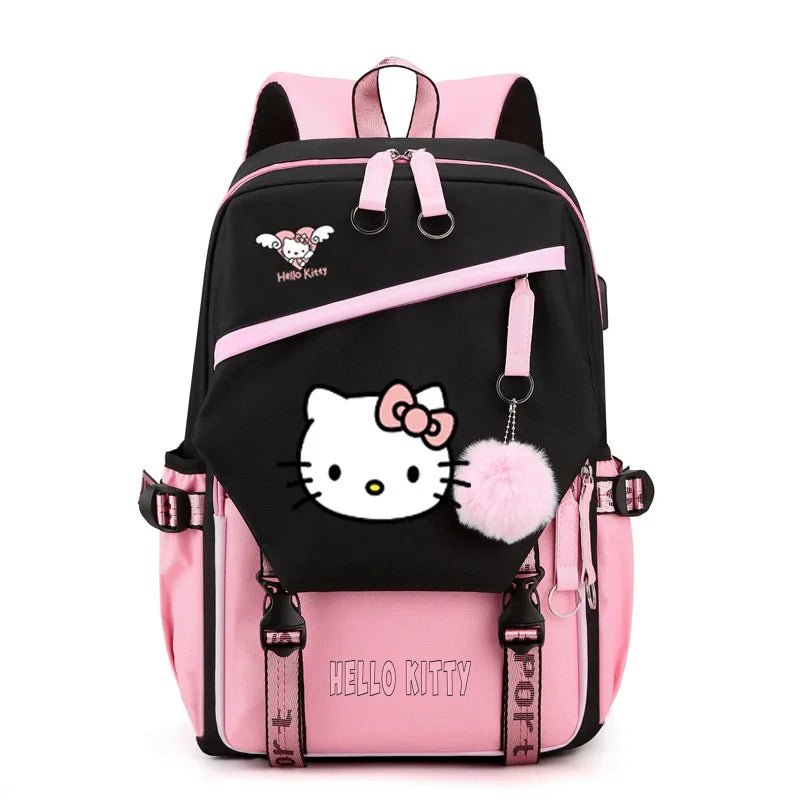 Cute Hello Kitty School Backpack for Elementary Middle High School Students Bag Can Store 14 Inch Laptop Water Cup Girl