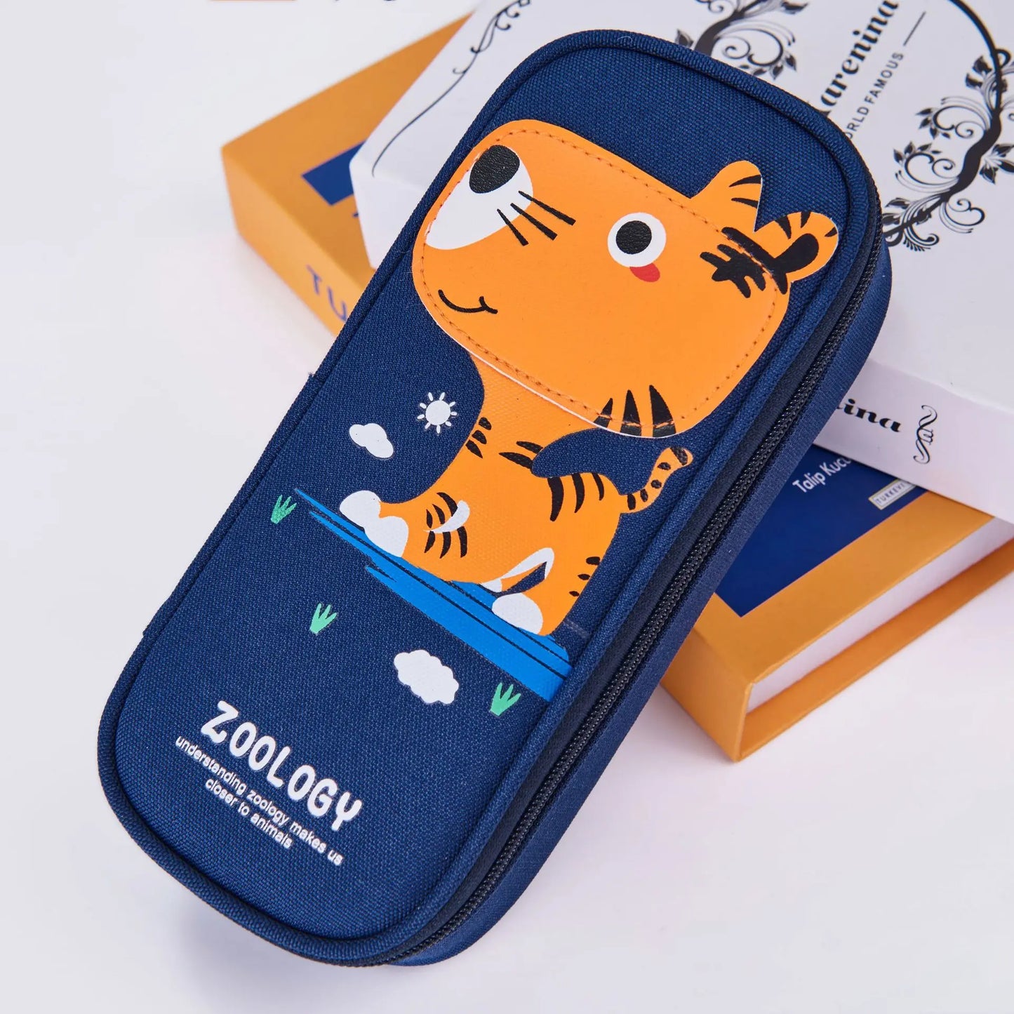 Rocket Canvas Pencil Case Cute Pencil Bag Creative Large Capacity Pen Case Children Pen Bag Gifts Cartoon Animal School Supplies