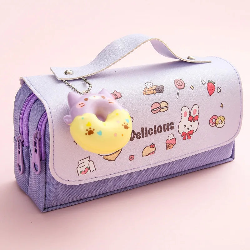 3D Kawaii Pencil Case Girls Decompression Pen Pouch Cute Waterproof School Supplies Aesthetic Organizer Box Korean Stationery