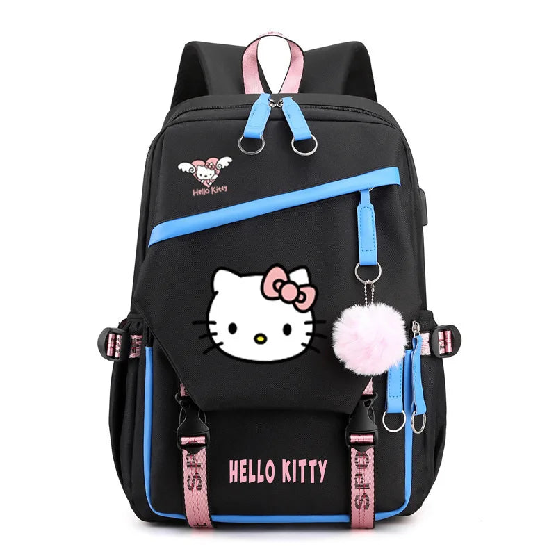 Cute Hello Kitty School Backpack for Elementary Middle High School Students Bag Can Store 14 Inch Laptop Water Cup Girl