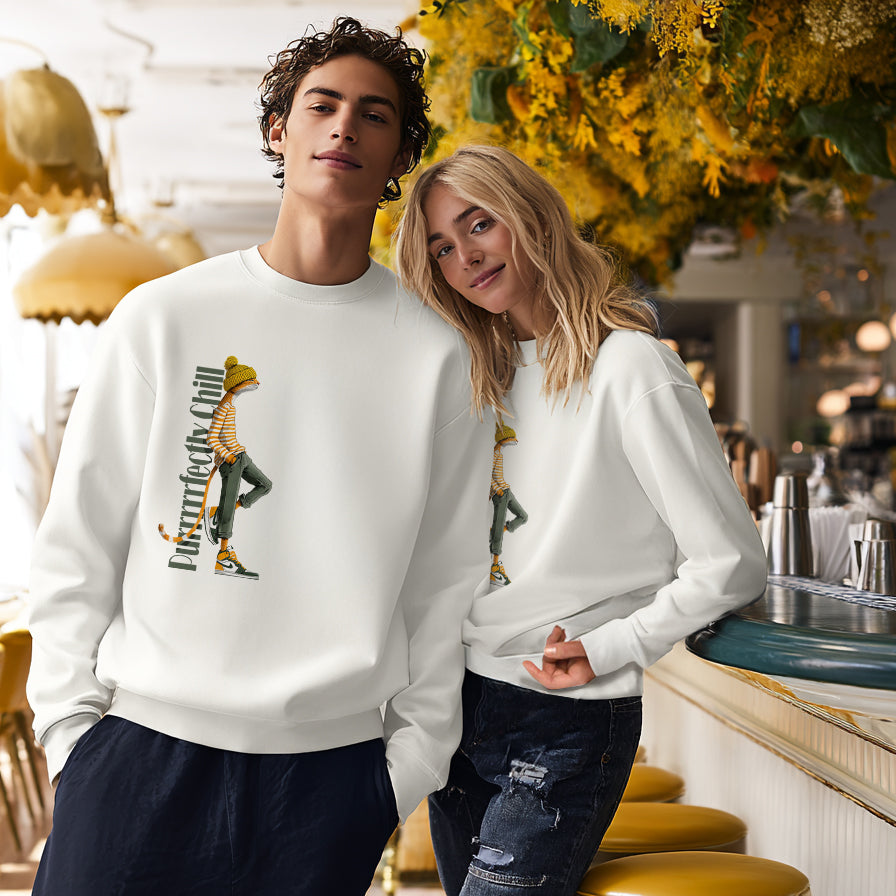 Purrrrfectly Chill – Urban Cat Graphic Unisex Eco Sweatshirt