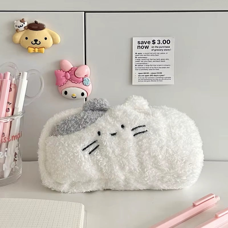 Cartoon Cosmetic Bag Pencil Case Plush Pencil Case Handbag Embroidery Kawaii Pencil Case Stationery Zipper Pouch Bag