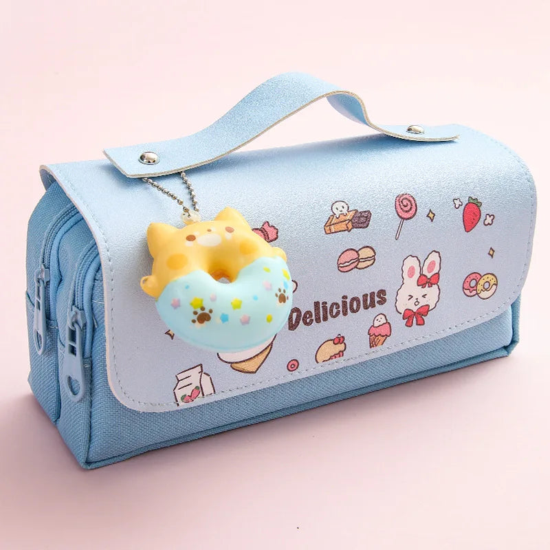 3D Kawaii Pencil Case Girls Decompression Pen Pouch Cute Waterproof School Supplies Aesthetic Organizer Box Korean Stationery