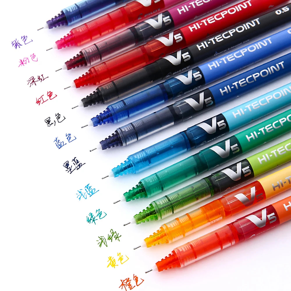 12Japanese BX-V5 Gel Pens Hi Tecpoint Straight Liquid Pen Large Capacity Quick-Drying Ink 0.5Mm Needle Point Stationery