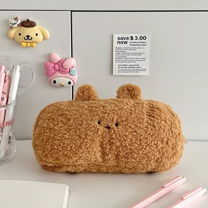 Cartoon Cosmetic Bag Pencil Case Plush Pencil Case Handbag Embroidery Kawaii Pencil Case Stationery Zipper Pouch Bag