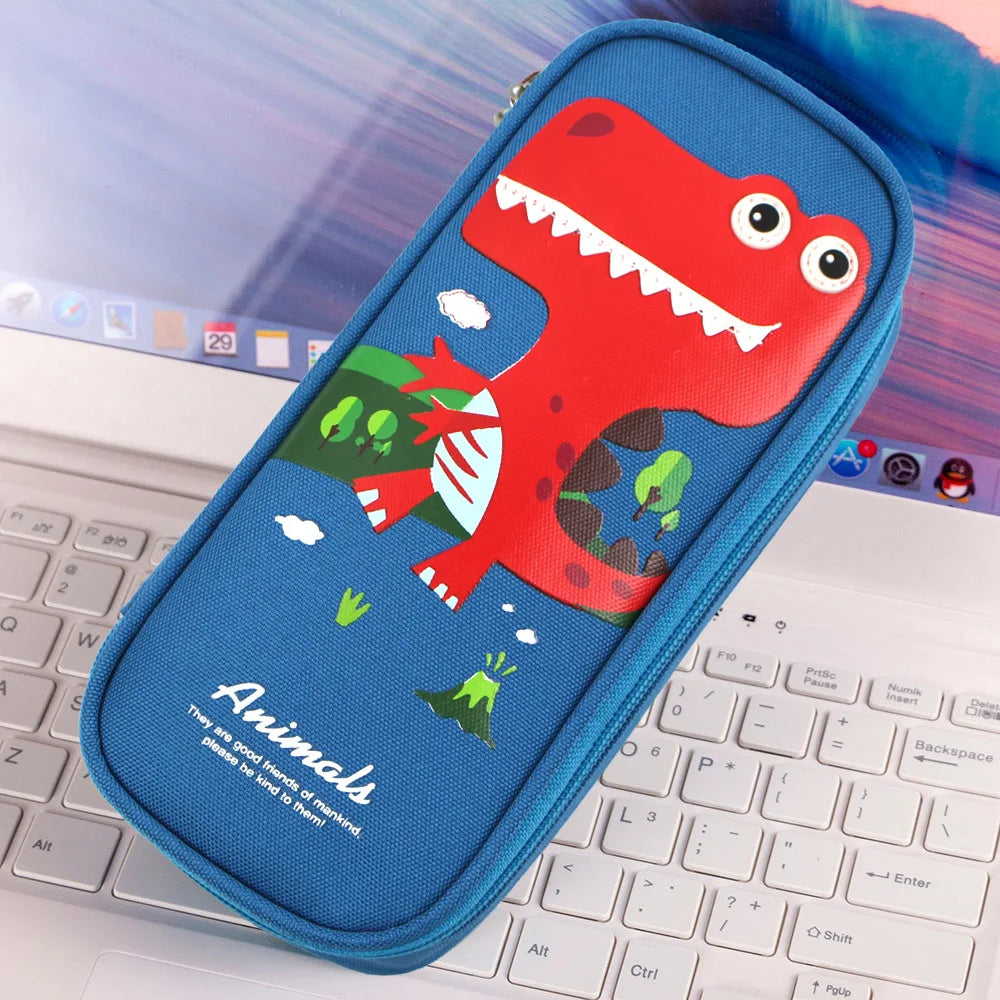Rocket Canvas Pencil Case Cute Pencil Bag Creative Large Capacity Pen Case Children Pen Bag Gifts Cartoon Animal School Supplies