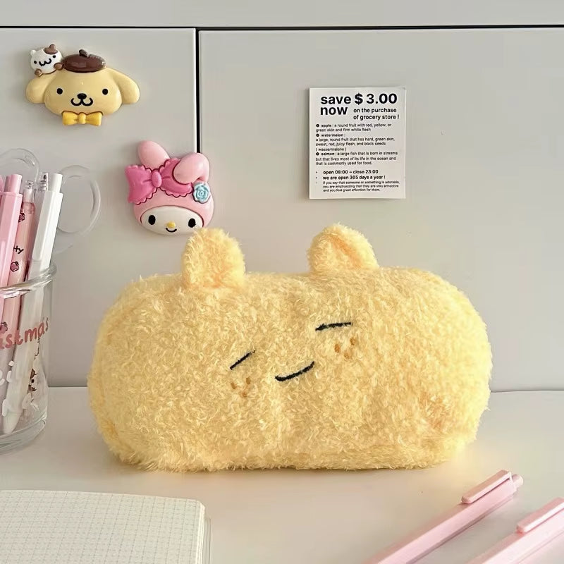 Cartoon Cosmetic Bag Pencil Case Plush Pencil Case Handbag Embroidery Kawaii Pencil Case Stationery Zipper Pouch Bag