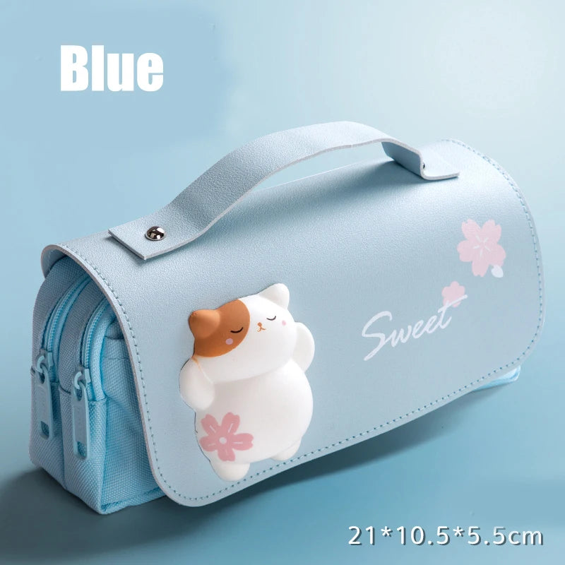 3D Kawaii Pencil Case Girls Decompression Pen Pouch Cute Waterproof School Supplies Aesthetic Organizer Box Korean Stationery