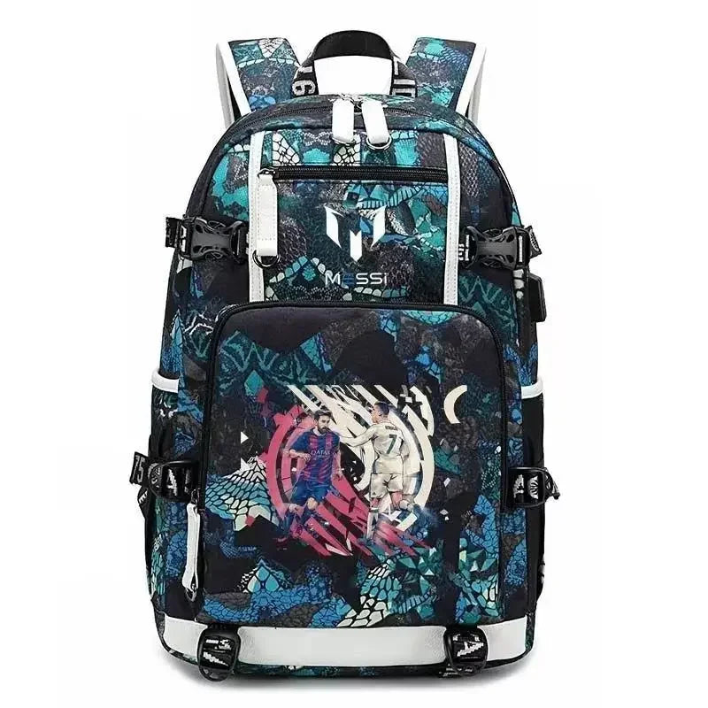 Messi C Ronaldo Football Bag Star around High School Students Male and Female Large Capacity Backpack Can Be Customized