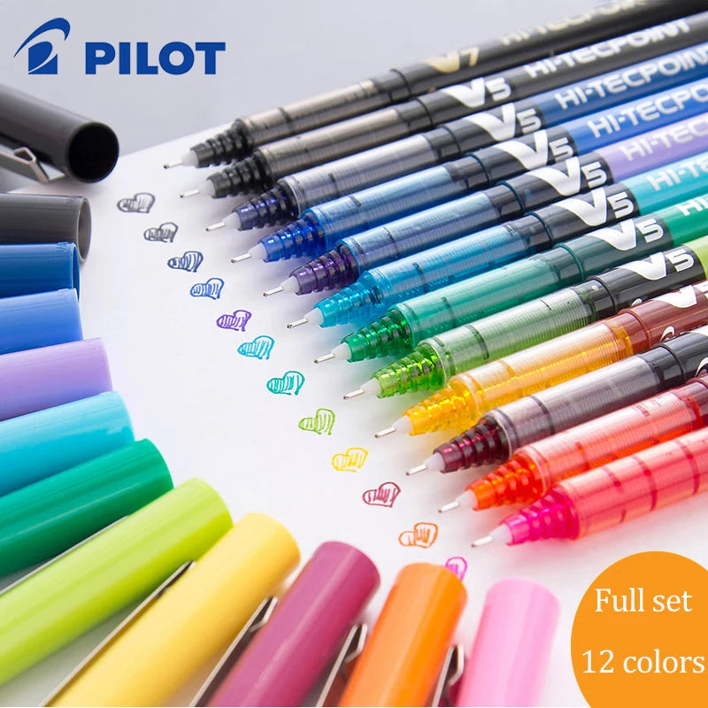 12Japanese BX-V5 Gel Pens Hi Tecpoint Straight Liquid Pen Large Capacity Quick-Drying Ink 0.5Mm Needle Point Stationery