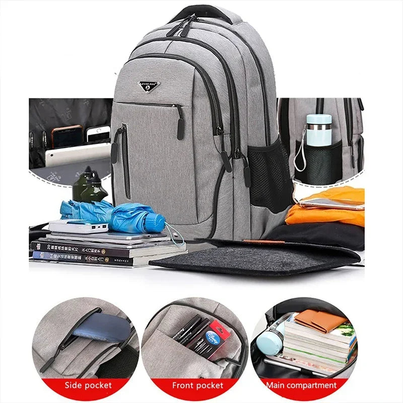 Large Capacity Backpack Men Laptop Backpacks 15.6 Oxford Black Solid High School Bags Teen College Boy Gril Student Backpack