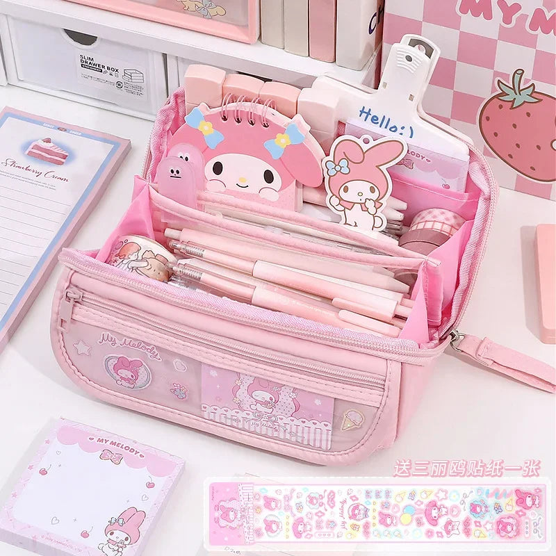 Kuromi Pencil Case for Junior High School and Elementary School Students 9-Layer Large Capacity Cute Cartoon Pencil Case