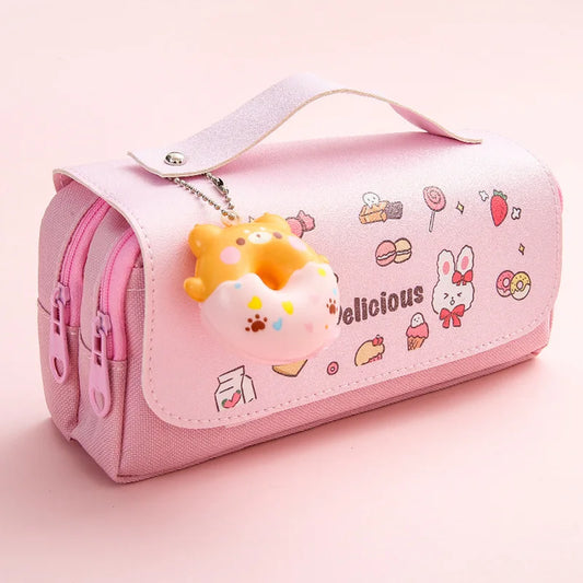 3D Kawaii Pencil Case Girls Decompression Pen Pouch Cute Waterproof School Supplies Aesthetic Organizer Box Korean Stationery