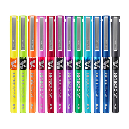 12Japanese  BX-V5 Gel Pens Hi Tecpoint Straight Liquid Pen Large Capacity Quick-Drying Ink 0.5Mm Needle Point Stationery