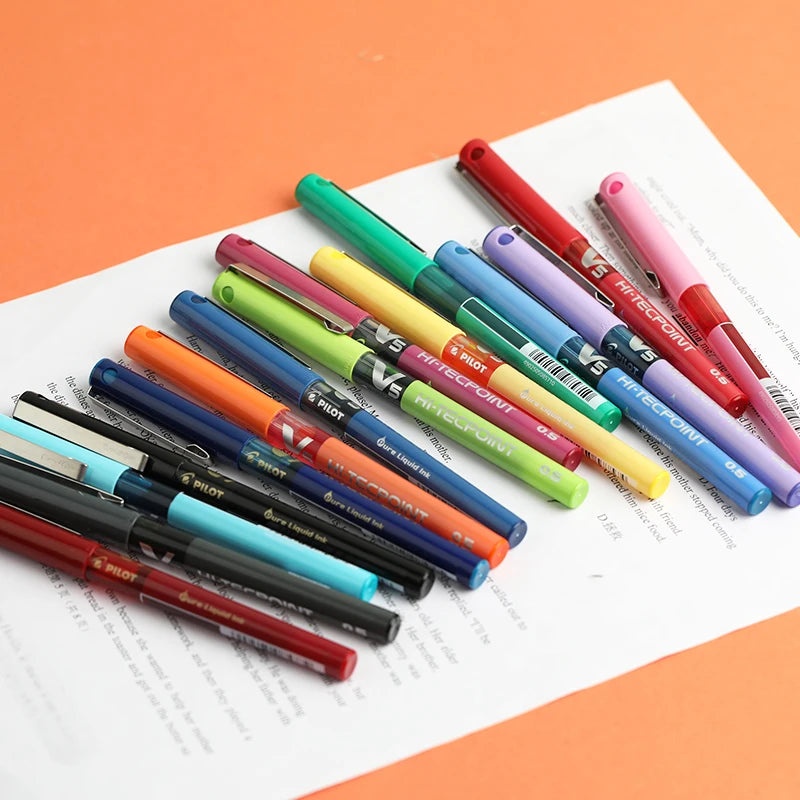 12Japanese  BX-V5 Gel Pens Hi Tecpoint Straight Liquid Pen Large Capacity Quick-Drying Ink 0.5Mm Needle Point Stationery