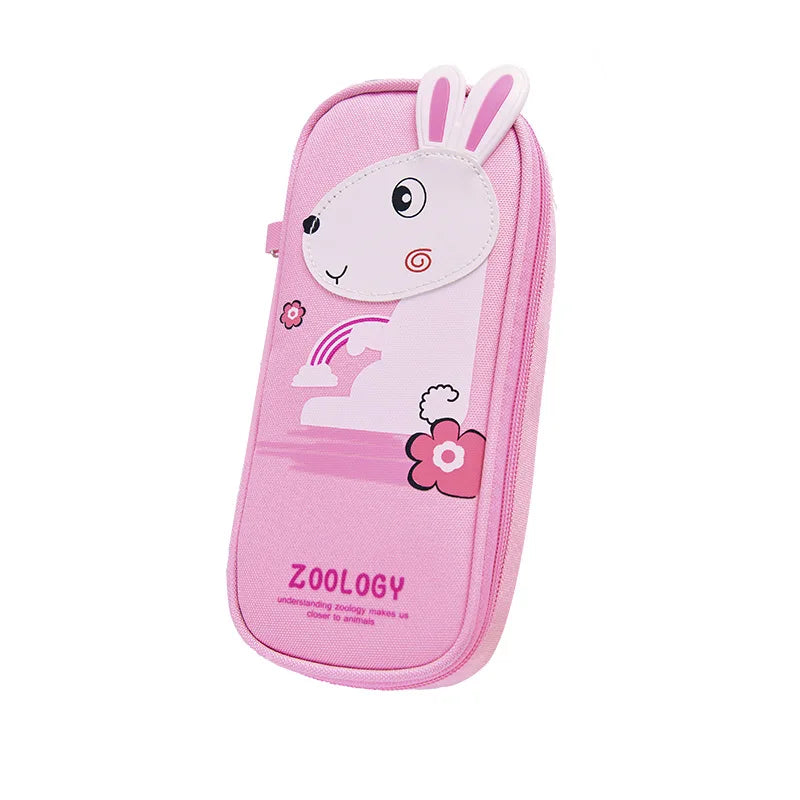Rocket Canvas Pencil Case Cute Pencil Bag Creative Large Capacity Pen Case Children Pen Bag Gifts Cartoon Animal School Supplies