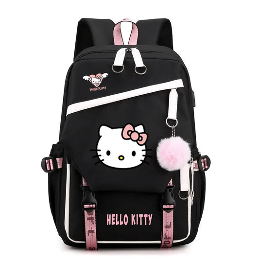 Cute Hello Kitty School Backpack for Elementary Middle High School Students Bag Can Store 14 Inch Laptop Water Cup Girl